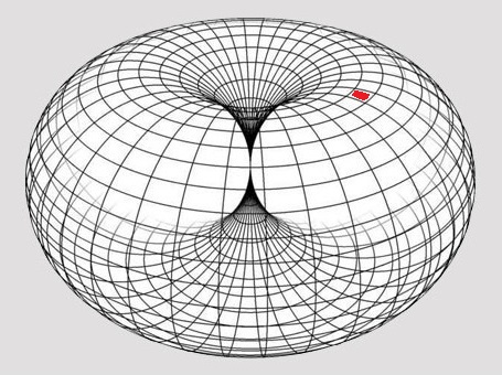 Toroid-Bild mit Erde-Markierung